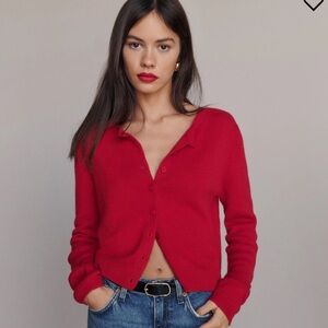 Reformation Clara Cashmere Cardigan in Cherry (S)